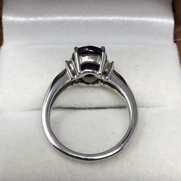 Blue Sapphire Ring Size 7 925 Sterling Silver Secondary Stones Zircons - Picture 9 of 13